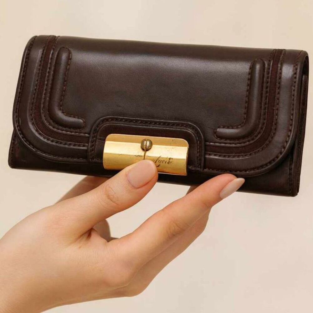Coach Wallet Kristin Spectators Plum Purple Leather Vintage Flap Top WOMEN'S